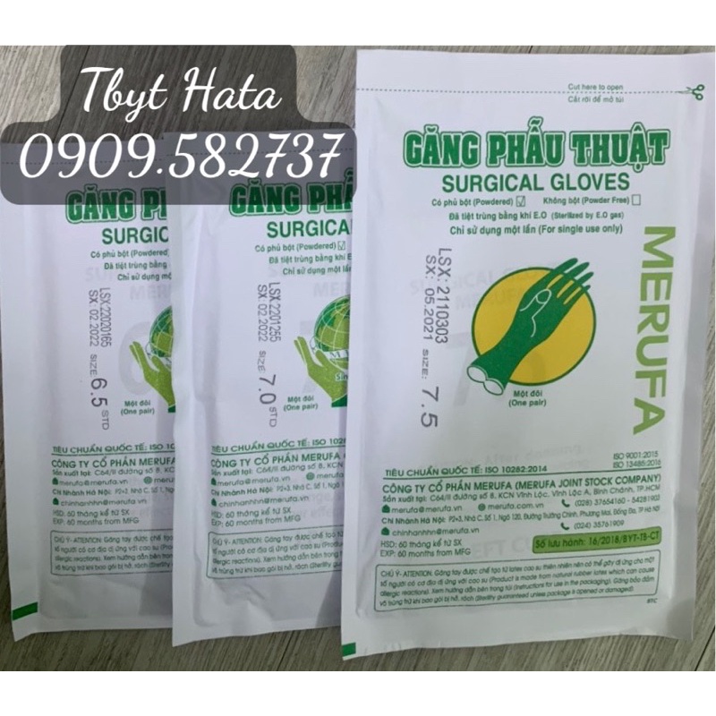 10 ĐÔI GĂNG TAY PHẪU THUẬT TIỆT KHUẨN MERUFA