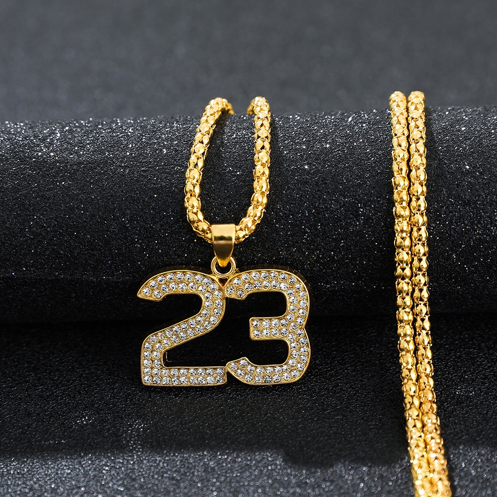 Nhẫn Pha Lê Thời Trang Hip Hop Huyền Thoại Bóng Rổ Vòng cổ Mặt 23 Dành Cho Nam