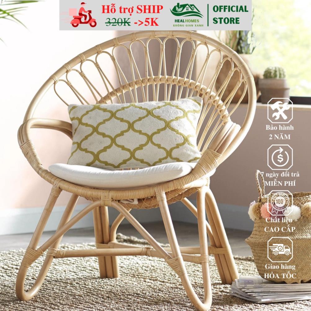 Ghế mây đơn tròn thư giãn đọc sách, trang trí phòng khách nghỉ ngơi, decor phòng ngủ, ghế ban công ngoài trời/ Đà Nẵng