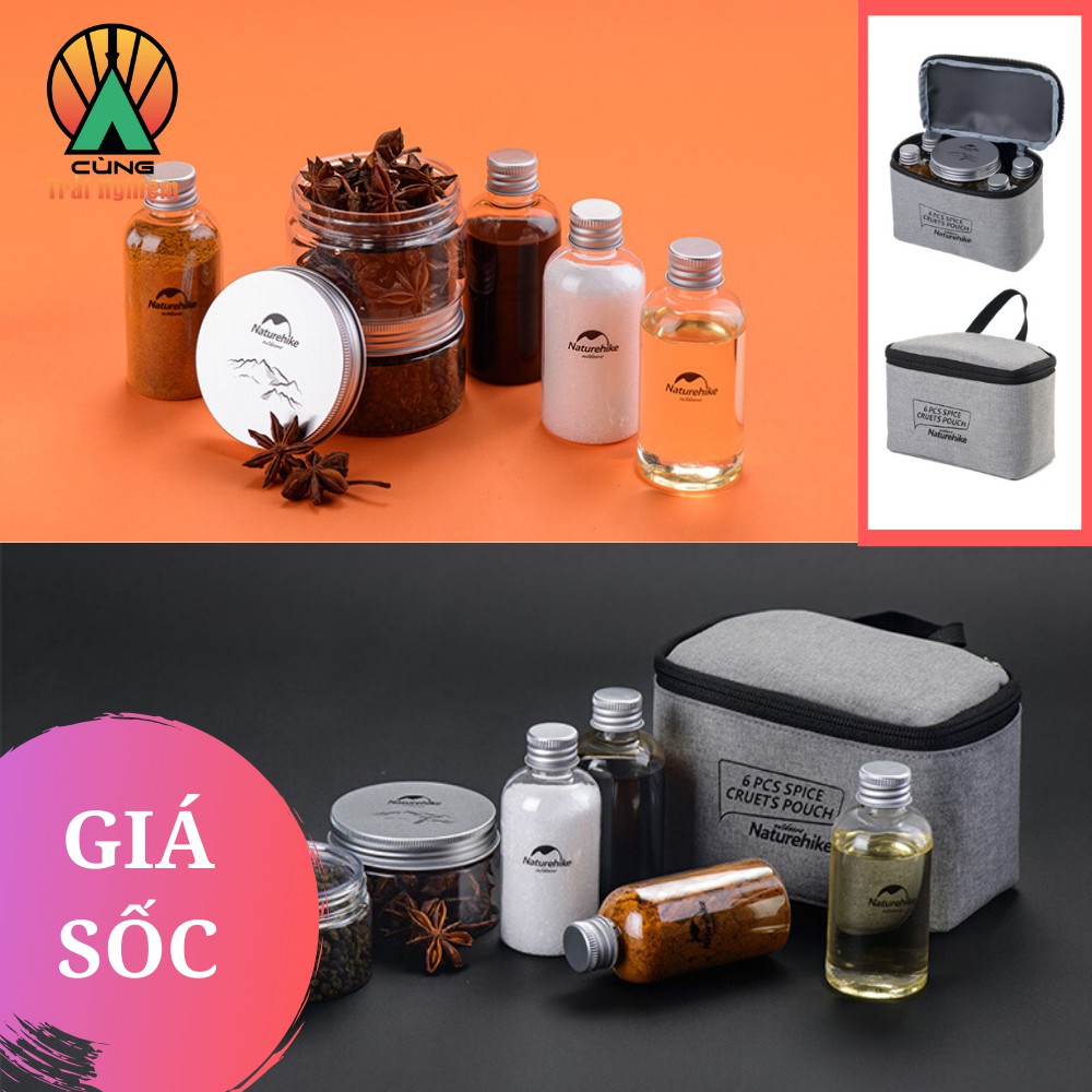 [CHÍNH HÃNG] Bộ Hũ Đựng Gia Vị Dã Ngoại NatureHike NH17T011-P, Thiết Kế Gọn Nhẹ, Kín Chống Tràn Ngược