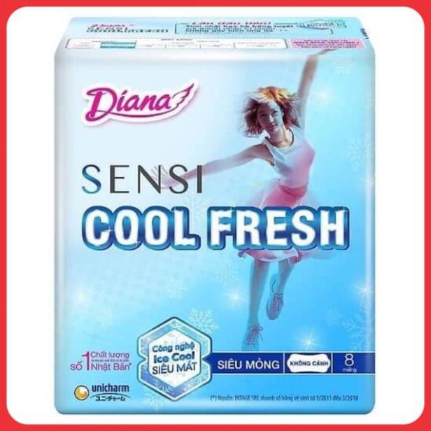 Băng vệ sinh Diana SenSi Cool Fresh Siêu mỏng không cánh 23cm 8miếng
