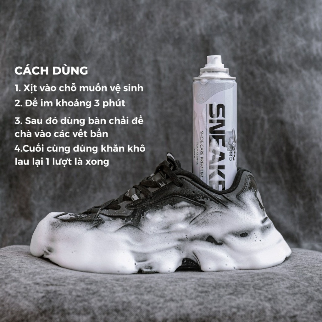 Chai xịt tạo bọt vệ sinh giày Ximo Sneaker 300ml HKD23