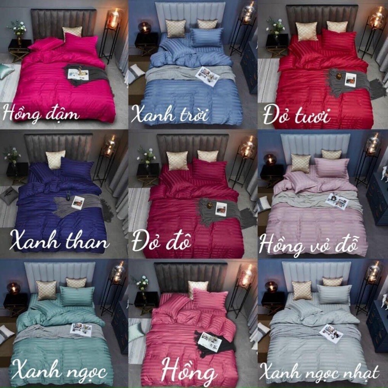 Bộ Chăn Ga Cotton Kẻ 3F ( Khách sạn 5 Sao)