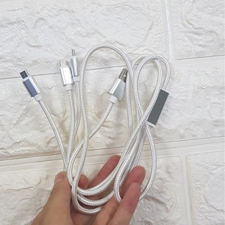 Cáp 3 đầu (Micro Usb, Type C, Lightning ) dây dù dài 1m