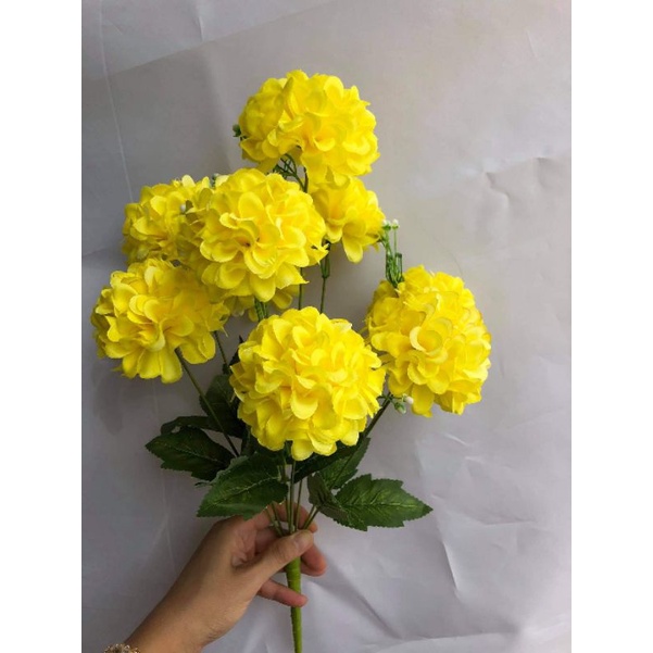 Cụm Hoa Tú Cầu 9 bông to size 8cm_ hoa lụa trang trí