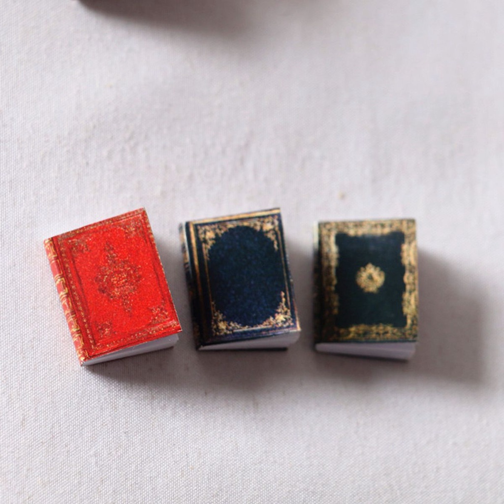 Mô hình cuốn sách mini phong cách Châu Âu cổ điển cho nhà búp bê 1:12