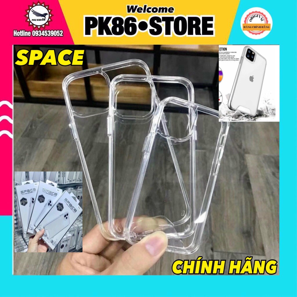 Ốp điện thoại chống sốc lưng trong suốt iphone SPACE chính hãng 6s/6splus/7plus/8plus/xs/11/12/promax