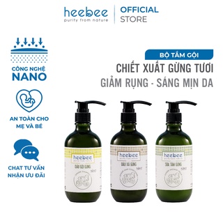 Combo gội xả tắm heebee: dầu gội gừng 300ml-500ml + dầu xả gừng 300ml-500ml + sữa tắm gừng 300ml-500ml