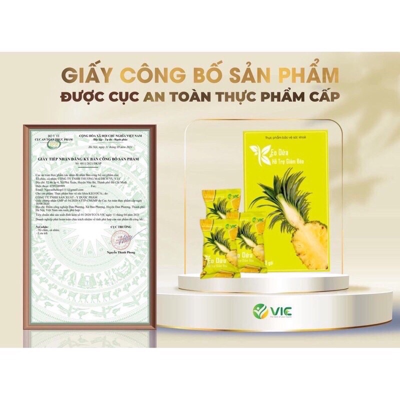 KẸO DỨA GIẢM CÂN 7 viên tặng detox