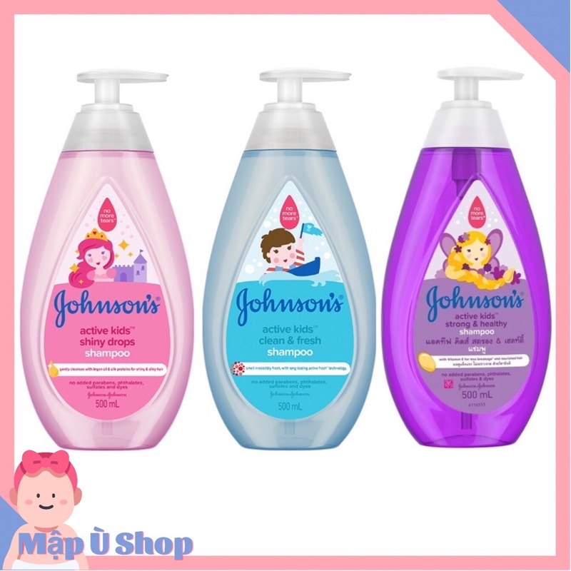 [HSD 2025] Sữa tắm / Dầu gội Johnson ‘s Baby óng mượt bé gái và thơm mát năng động 500ml