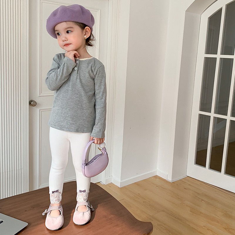 Quần Legging Lưng Thun Co Dãn Phong Cách Hàn Quốc Cho Bé Gái