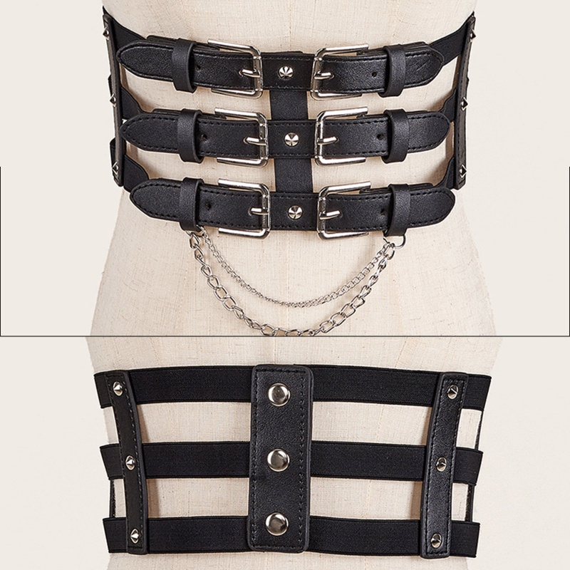 Thắt Lưng Dây Xích Màu Đen Phong Cách Gothic Cổ Điển Có Thể Điều Chỉnh Cho Nữ