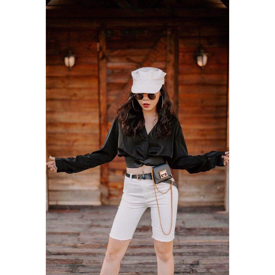 Quần jeans ngố nữ màu trắng và đen