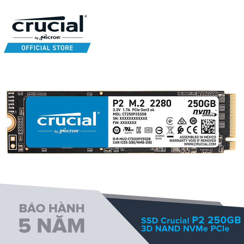 Ổ Cứng Crucial P2 250GB PCIe M.2 2280 SSD - Hàng chính thumbnail