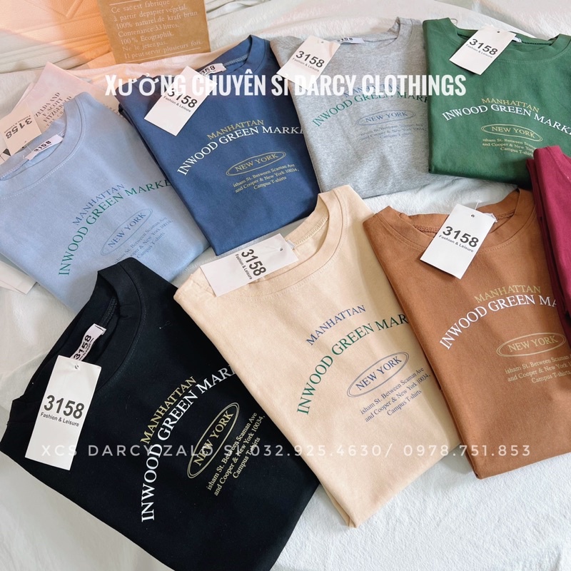 áo thun 3158 ✨ FREESHIP ✨ mẫu basic MANHATTAN áo phông cotton nam nữ