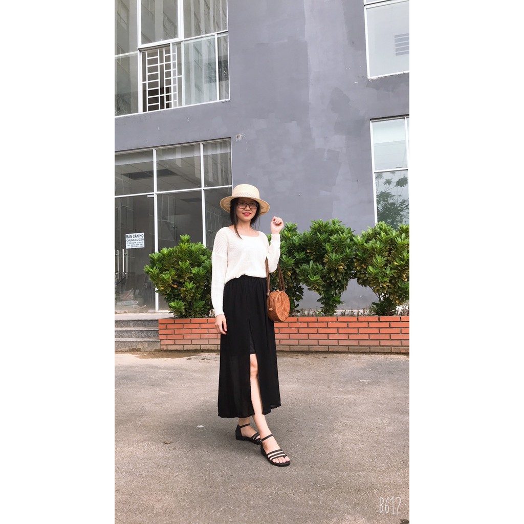 Chân váy voan dài xẻ tà cá tính + video ảnh thật | BigBuy360 - bigbuy360.vn