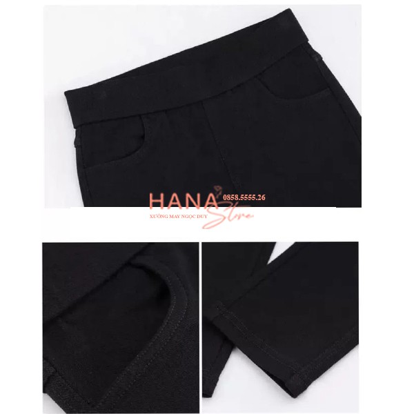 Quần legging đen nữ cạp cao gen bụng có túi trước thun gân nâng mông - Quần legging nữ vải Umi dày co dãn đi học tập gym