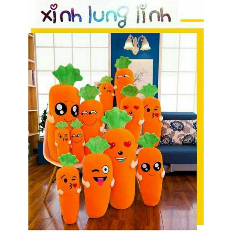 Gấu bông gối ôm cà rốt nhồi bông êm mịn dễ thương ZinZon