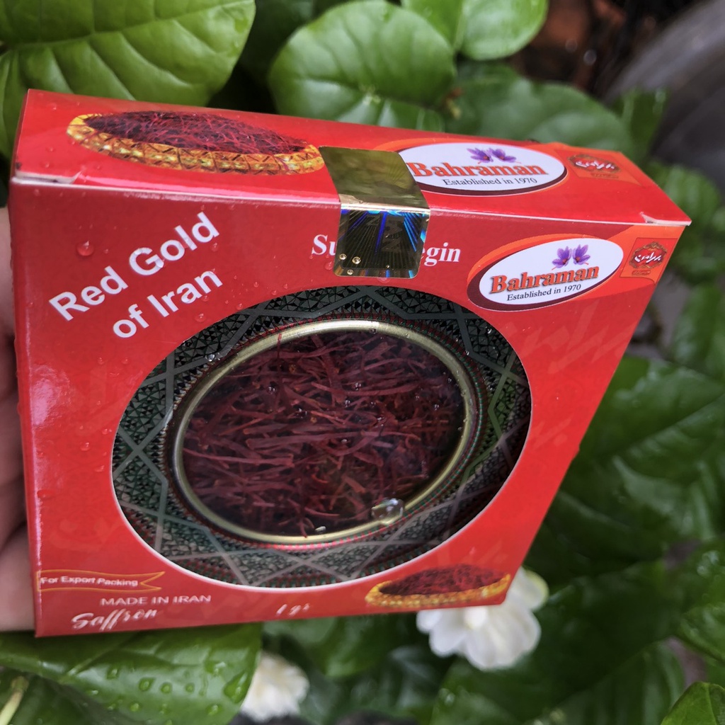 Hộp 1gr (ĐỦ 1G) Saffron Nhụy Hoa Nghệ Tây Iran Loại 1 Negin thương hiệu Bahraman hộp thiếc