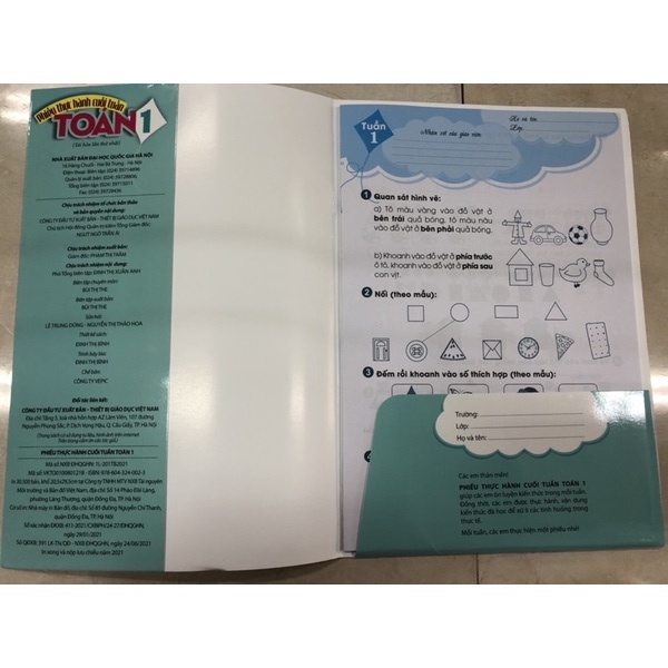 Sách - Phiếu Thực Hành Cuối Tuần Môn Toán 1