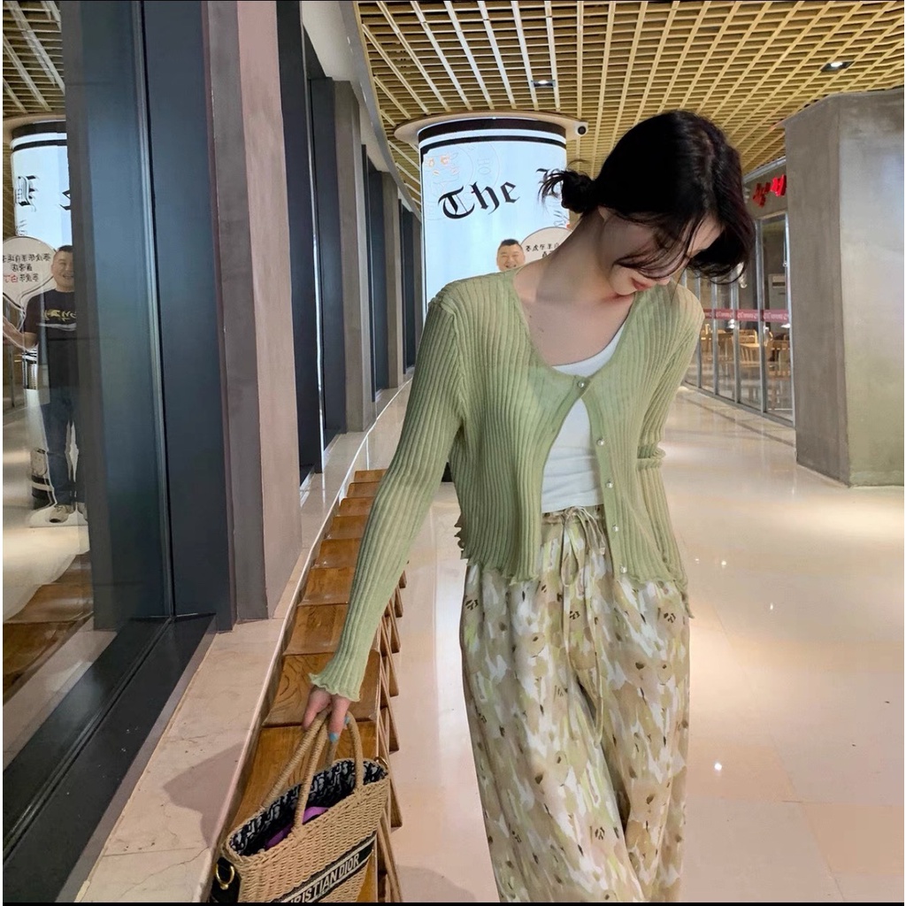 Áo khoác cardigan ZHELIHANGFEI dệt kim lụa lạnh chống nắng thời trang