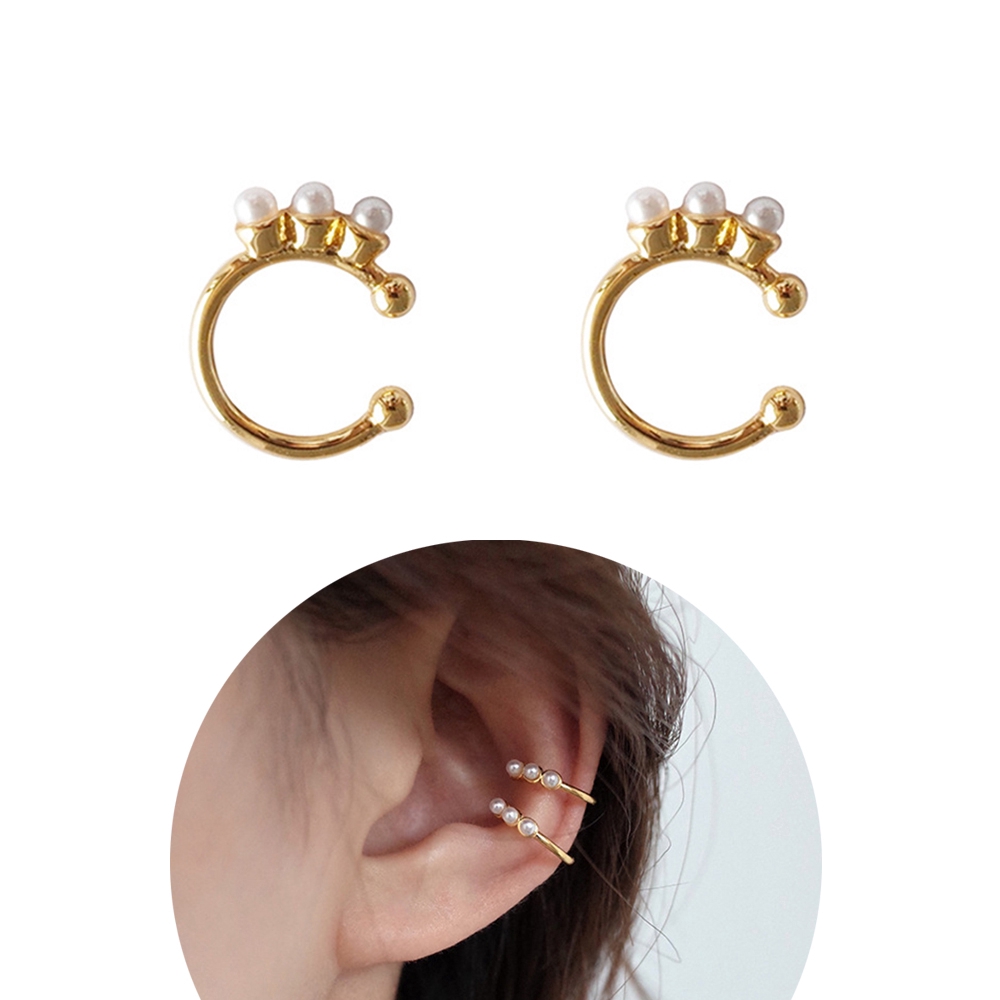 Khuyên kẹp tai đính ngọc trai giả mini có thể chỉnh phong cách Hàn Quốc hợp thời trang