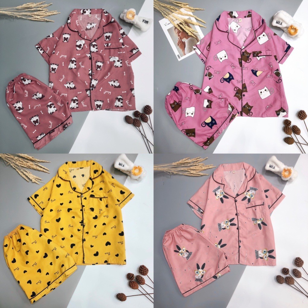 Bộ ngủ quần cộc áo cộc pijama kate thái cực hot hit bộ pyjama bộ pizama | BigBuy360 - bigbuy360.vn