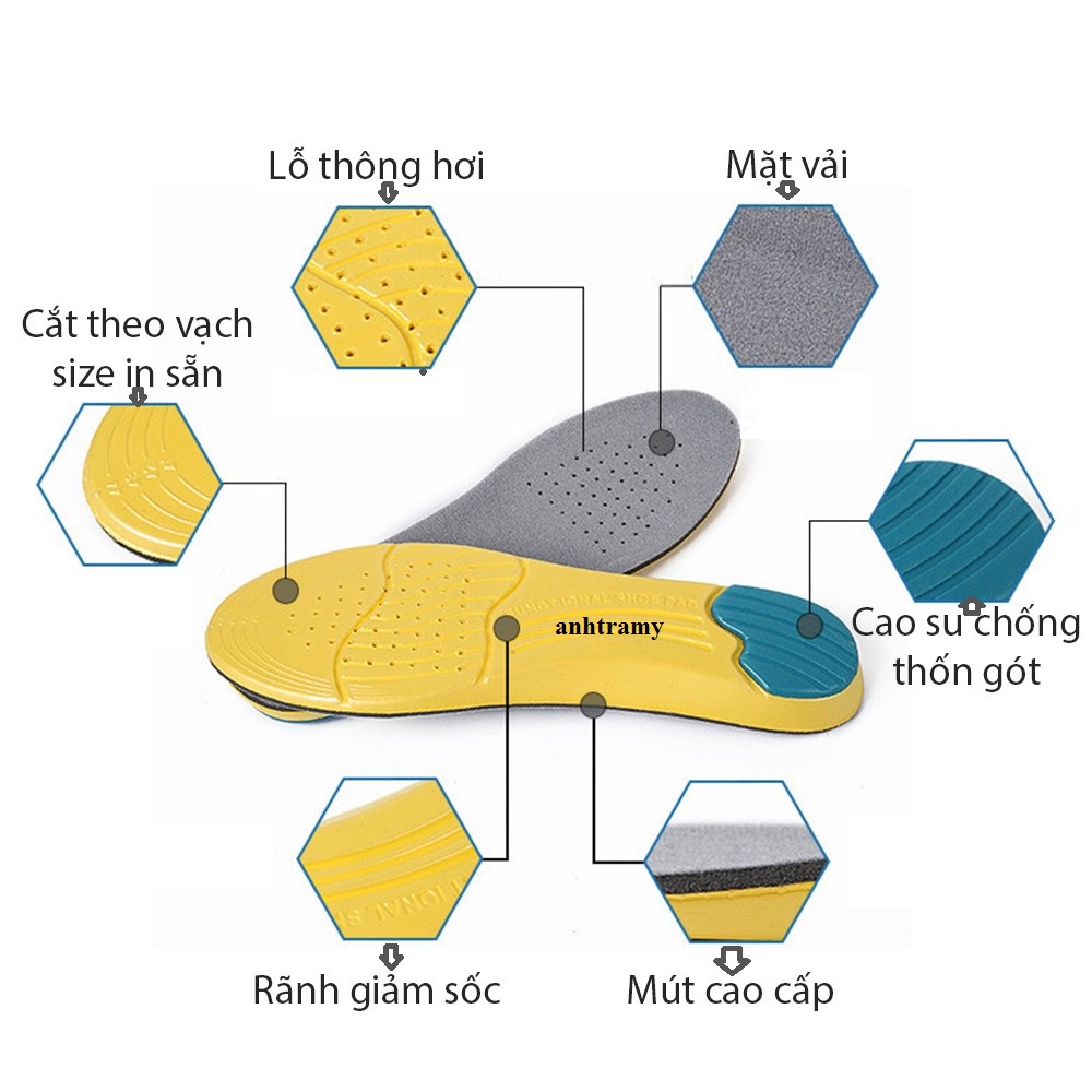 Lót giày thể thao nam nữ EVA 3 lớp cao cấp, êm chân, thấm hút mồ hôi - lót giày- pk23