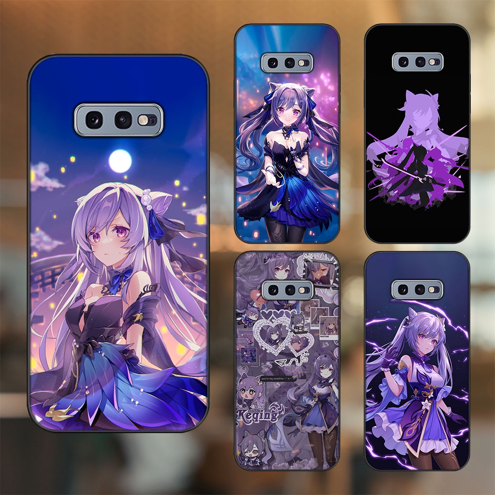 Ốp lưng Samsung S10e viền đen in hình Keqing Genshin Impact