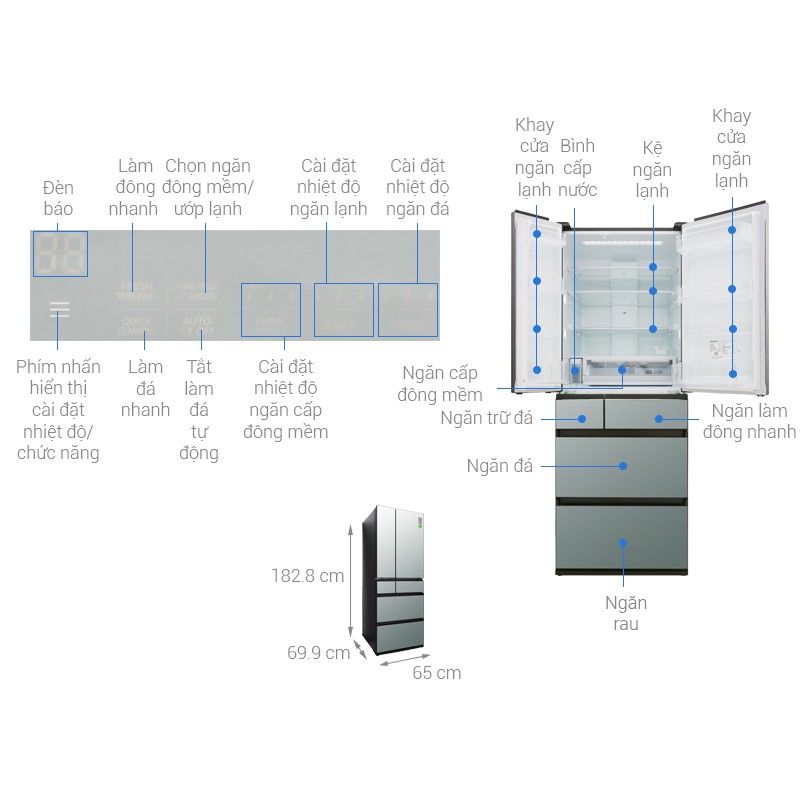 Tủ lạnh Panasonic Inverter 491 lít NR-F503GT-X2 6 cửa (Miễn phí giao tại HCM-ngoài tỉnh liên hệ shop)