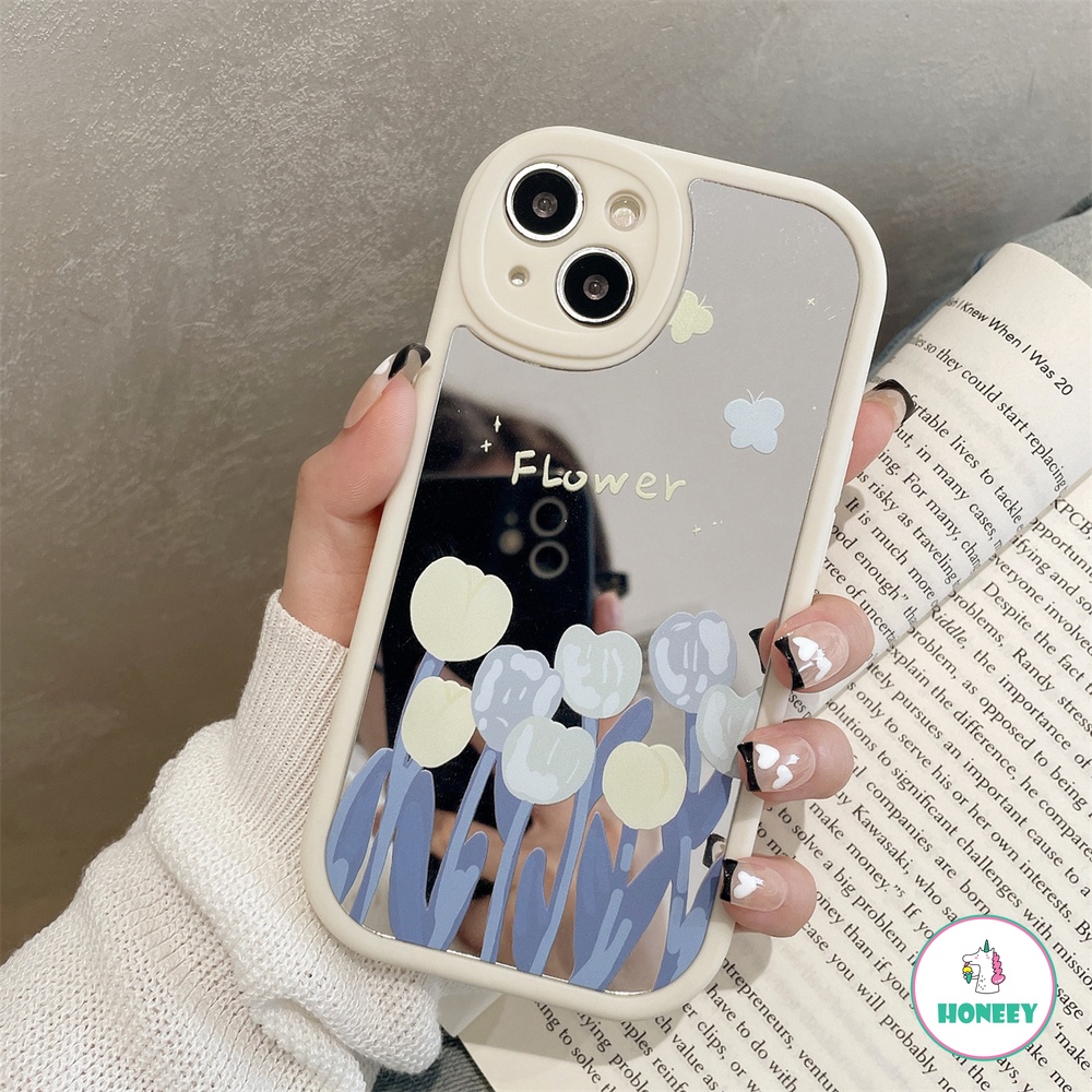 Ốp Điện Thoại TPU Mềm Chống Sốc Tráng Gương Hình Hoa Tulip Thời Trang Cho iPhone 14 13 12 11 Pro Max X XS