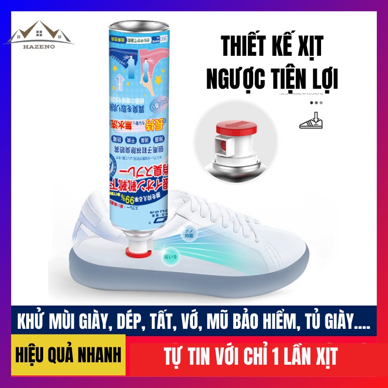 Xịt Khử Mùi Hôi Giày Dép Công Nghệ Mới Nano Bạc Khử Khuẩn Loại Bỏ Hôi Chân Hôi Phòng Ô Tô Làm Thơm Tự Nhiên ZN007