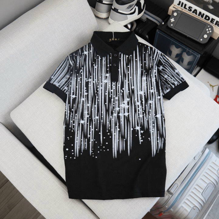 Áo Thun Nam Cổ Trụ Loang Màu Trắng Đen Chất Cotton Mềm Co Giãn Tốt Mặc Đẹp Thoải Mái [NEW UNISEX]