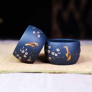 Chén trà tử sa vẽ tay  miệng nhỏ