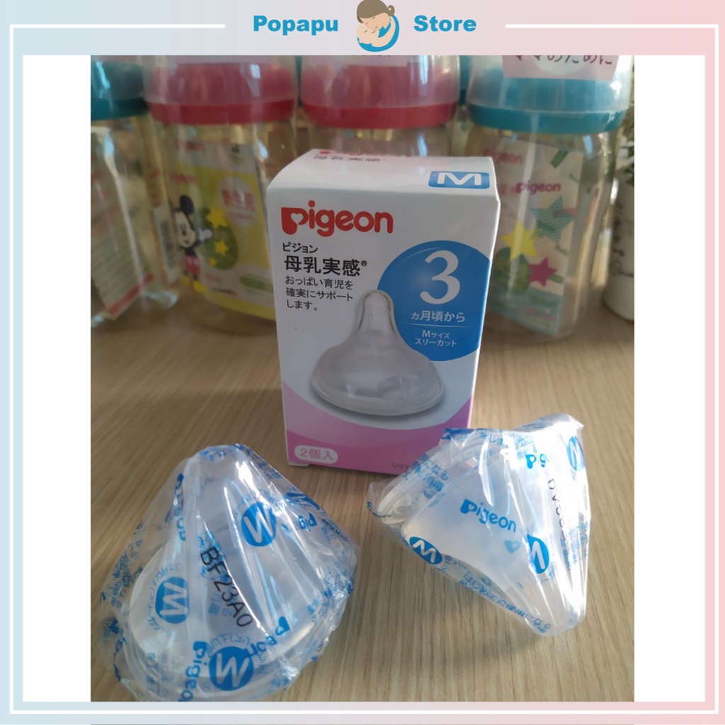 Núm ti nội địa Nhật chính hãng Pigeon cho bình cổ rộng đủ size S M L LL