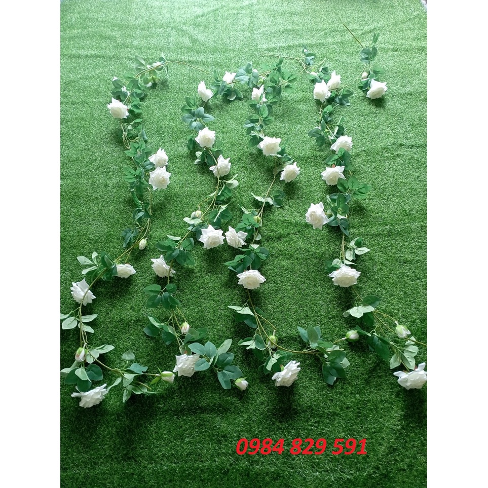 Dây hoa hồng gai leo cao cấp 2m-dây hoa hồng giả trang trí
