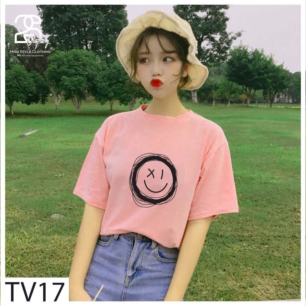 Áo Thun Tay Lỡ 2s Clothing Áo Phông Đen Unisex Nam Nữ Cotton Oversize Form Rộng Giá Rẻ In Hình Mặt Cười Drew ngầu TV17