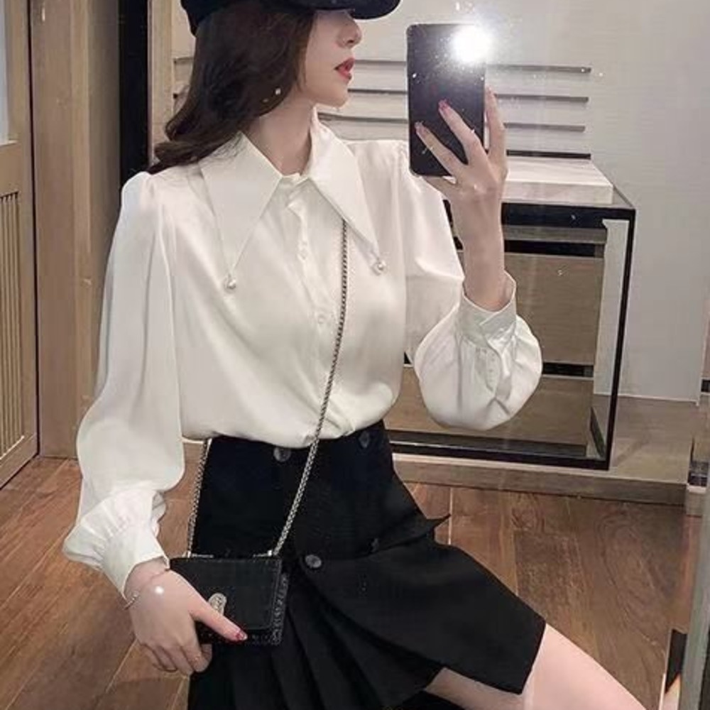 Áo sơ mi Pure Cube tay dài phong cách Hàn Quốc thời trang retro cá tính