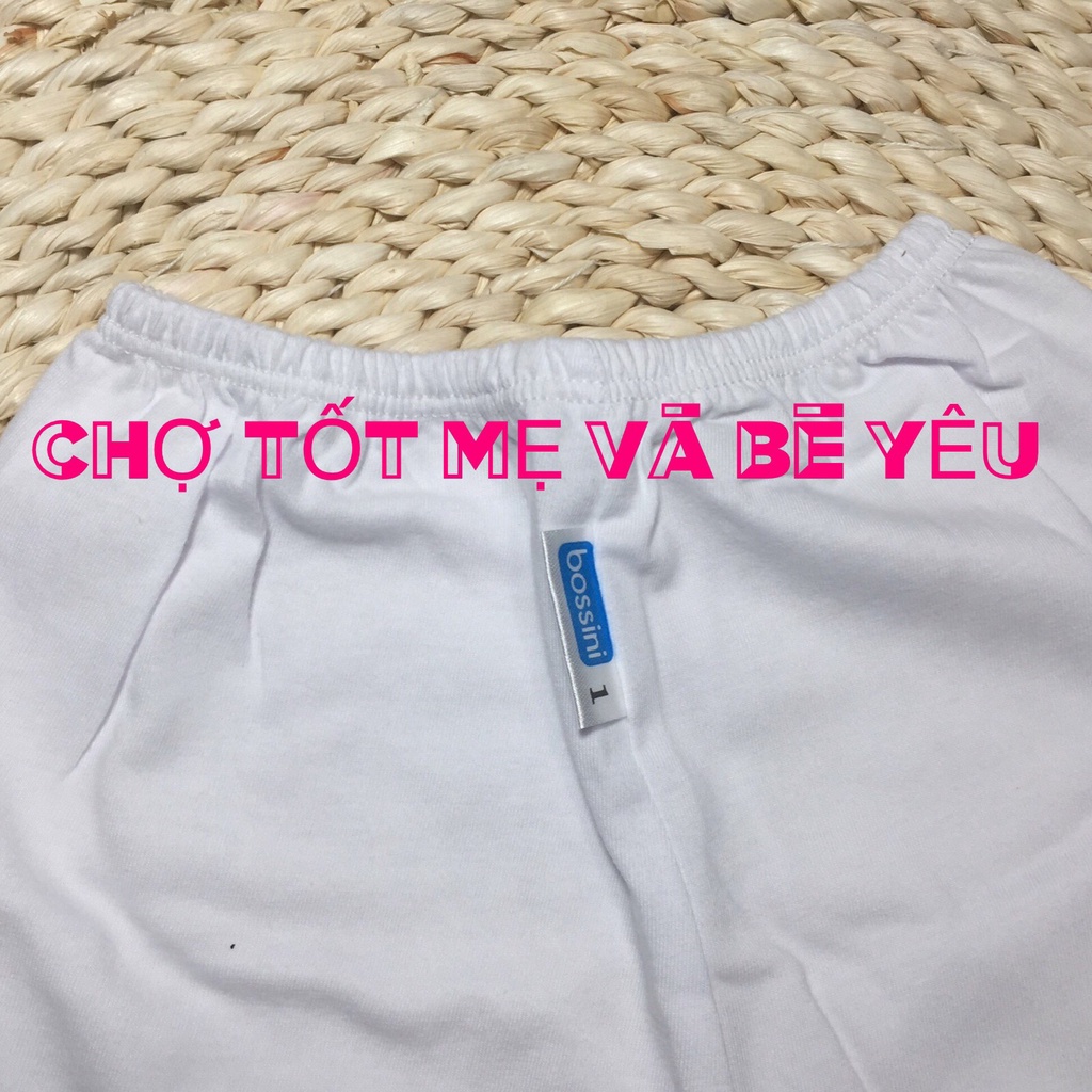 [CHẤT ĐẸP] Quần Ngắn Trắng Sơ Sinh Chất Vải Cotton Cho Bé Mặc Nhà Hiệu BOSSINI (3-70KG)