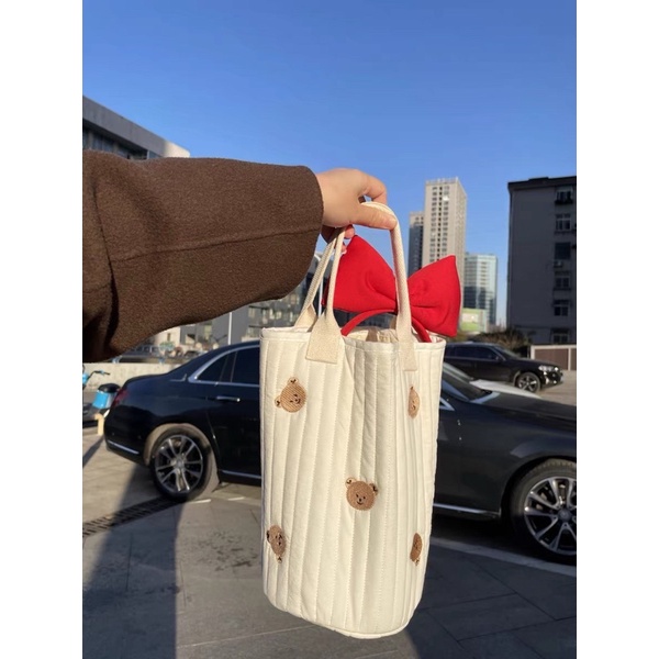 Túi vải đựng bỉm sữa và đồ dùng cho bé hoạ tiết dottodot siêu xinh 🐻