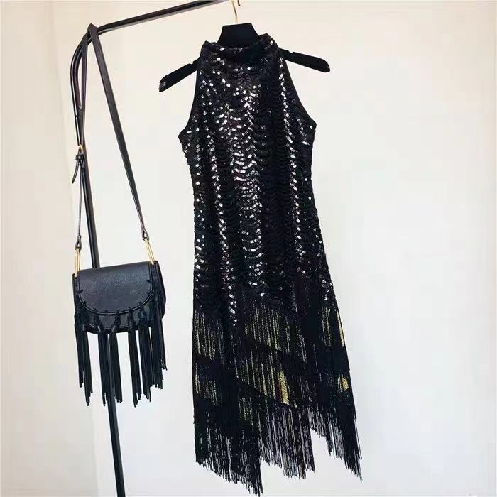 Đầm Dự Tiệc Đính Kim Sa Tua Rua Phong Cách Mới 2022 Cho Nữ