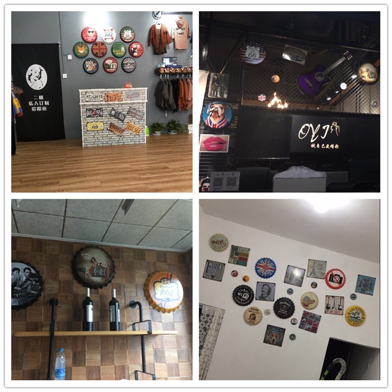 Nắp Bia Trang Trí Vintage Barber Shop, Hair Salon, Nhà Hàng Kích thước Đường Kính 35cm