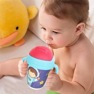 Bình tập uống nước cho bé có ống hút chất liệu Bamboo 300ml