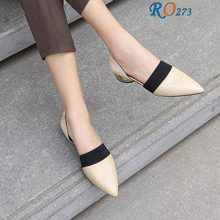 Giày sandal nữ cao gót 2p hai màu đỏ kem hàng hiệu rosata ro273