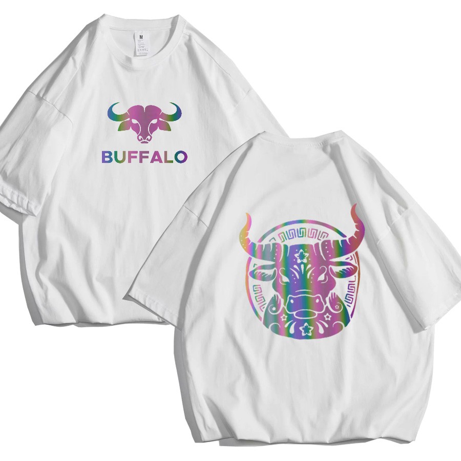 Áo thun phản quang 7 màu tay lỡ Nam Nữ Trâu