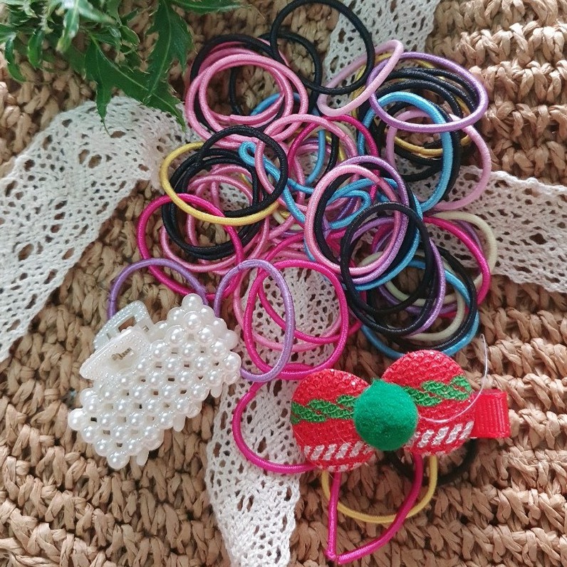 Set buộc tóc kèm kẹp mái, kẹp càng cua cho bé - 22 chi tiết