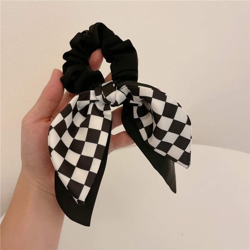 Dây buộc tóc thắt nơ in hoa đơn giản thời trang cho nữ