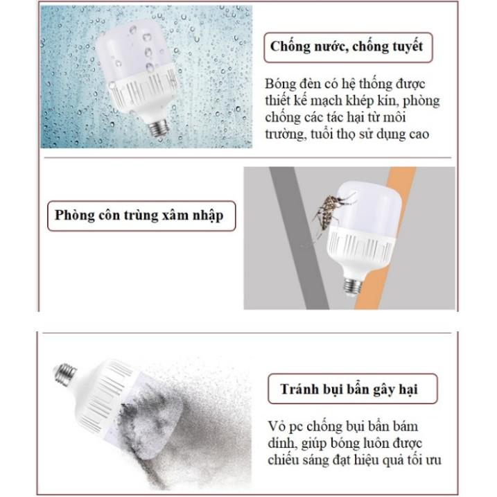 Bộ 3 bóng đèn led búp trụ 25w kín nước siêu sáng siêu bền