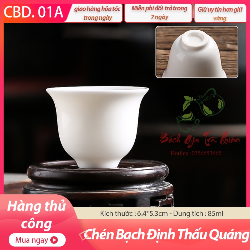 🍀 SIÊU SALE 🍀 5 Mẫu Chén Uống Trà Sứ Bạch Định - Thấu Quang - Hàng Thủ Công