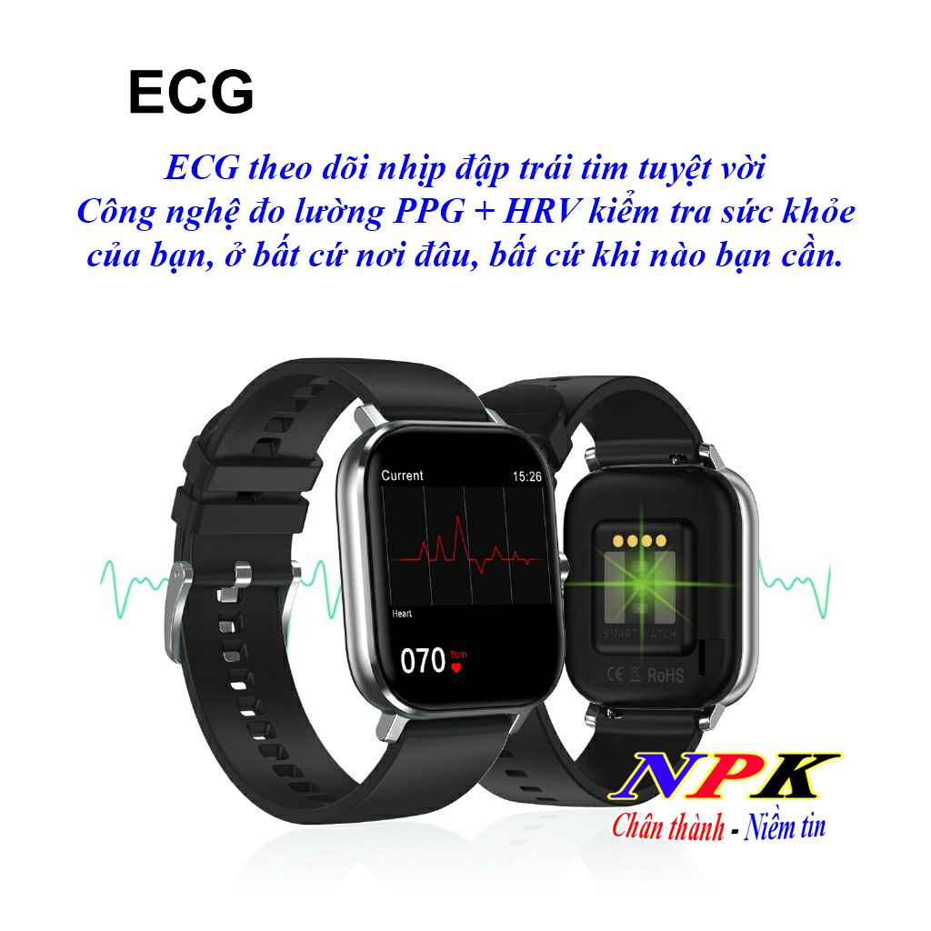 Đồng hồ thông minh DT35 Smart Watch Gọi điện 2 chiều, Full Tiếng Việt, đo nhịp tim, thay được dây 20mm